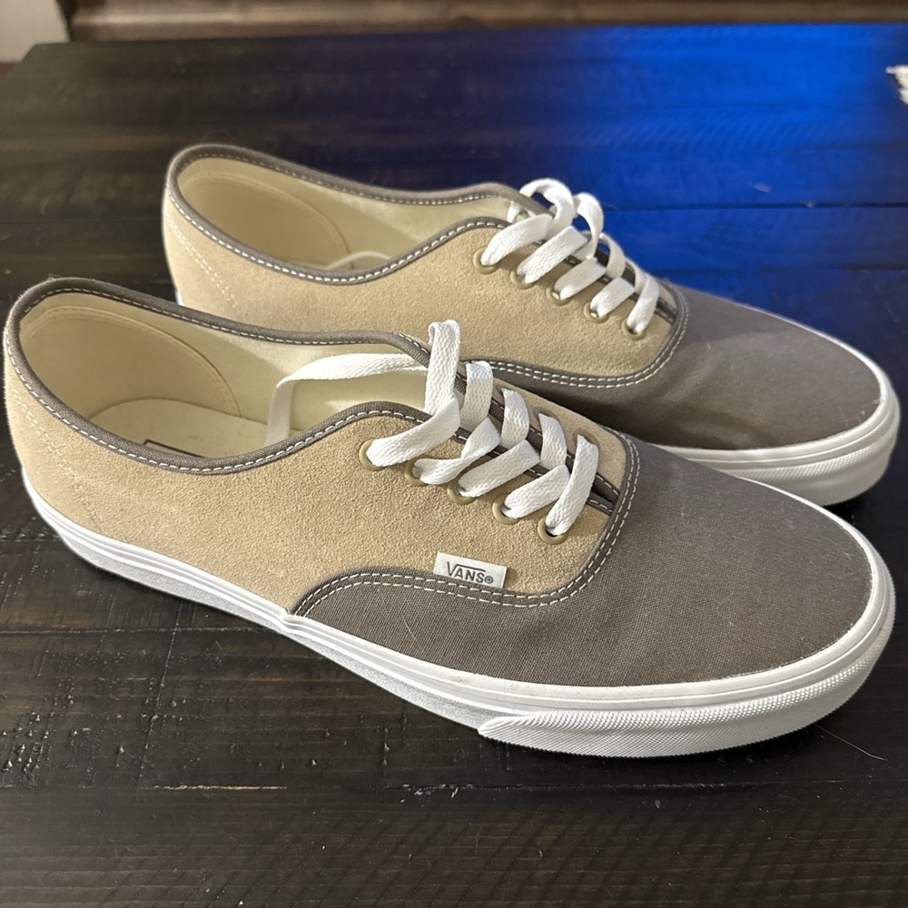 Vans Beige and Gray Canvas Sneakers